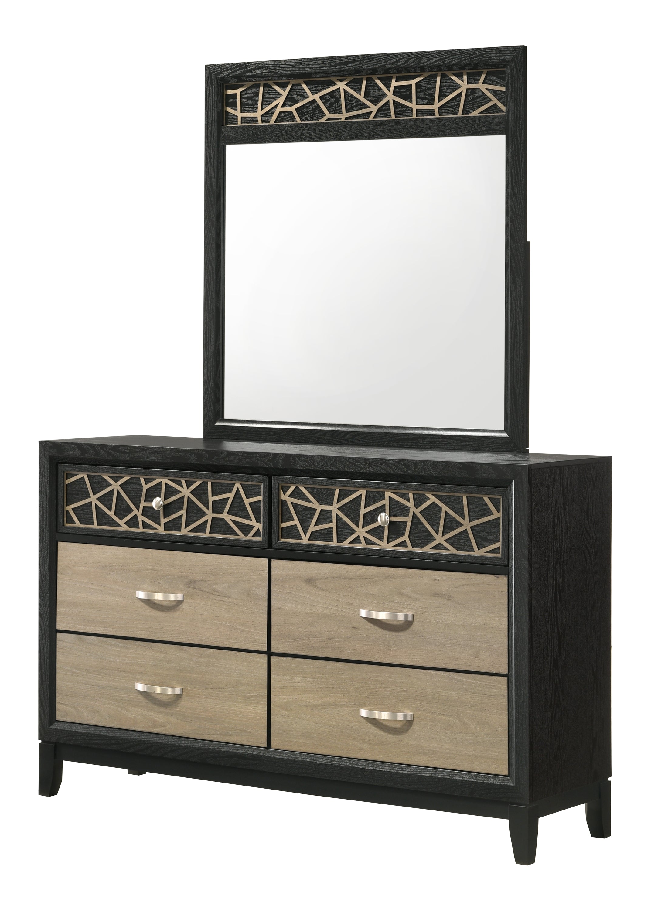 Selena Modern &amp; Contemporary King 4PC Bedroom set Made with Wood in Black and Natural