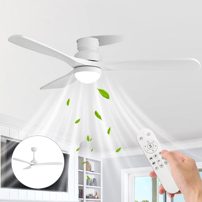 52" Ceiling Fan With Dimmable LED Light, 6 Speed DC Motor, 3 Blades