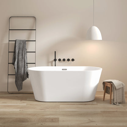Freestanding Bathtub, Modern &amp; Contemporary Design Soaking Tub With Toe-Tap Drain In Chrome And Classic Slotted Overflow