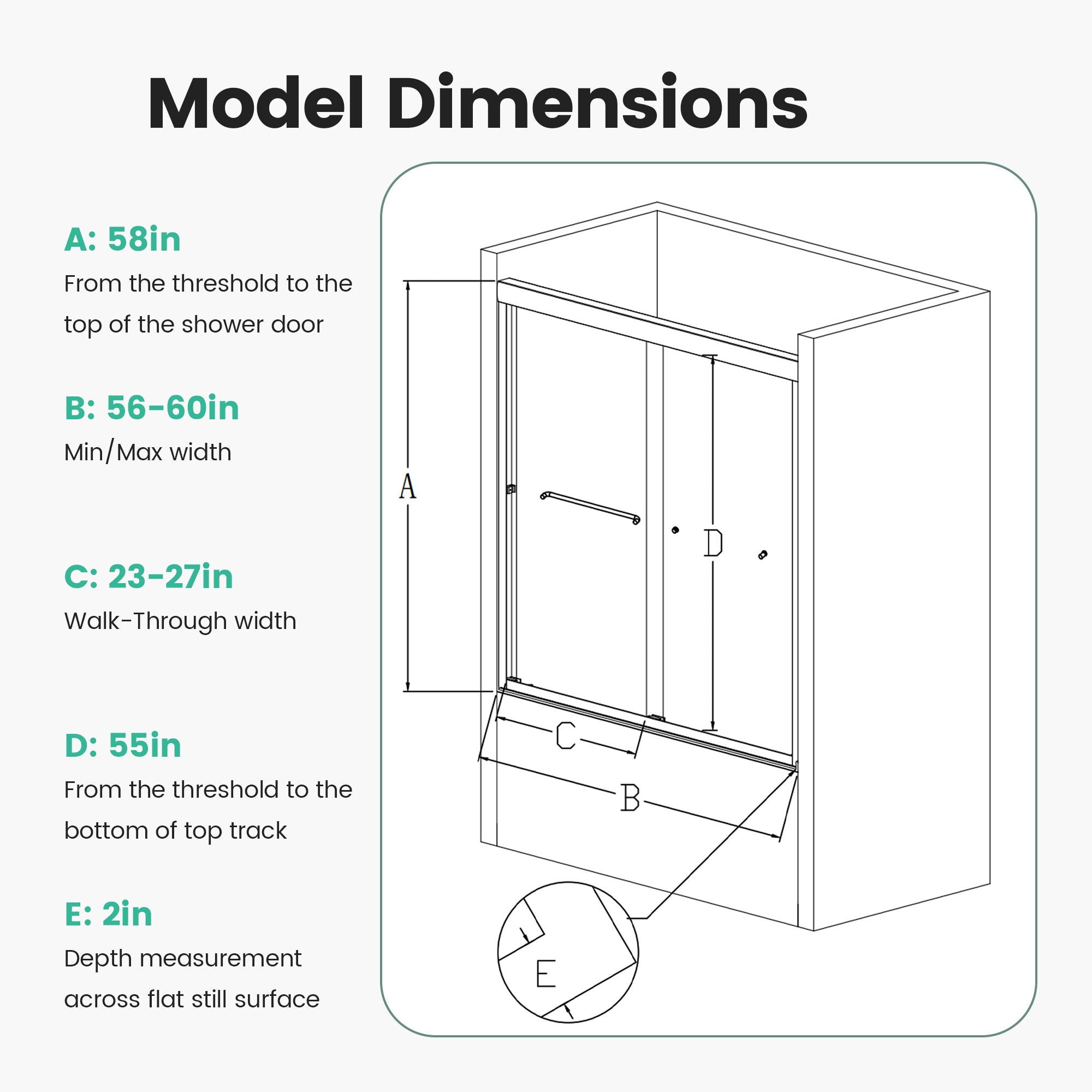 Semi-Frameless Double Sliding Shower Door, Bypass Shower Door, 1 / 4&quot; (6Mm) Thick SGCC Tempered Glass Door