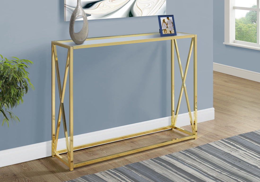 Accent Console Table For Entryway, Contemporary &amp; Modern - Gold