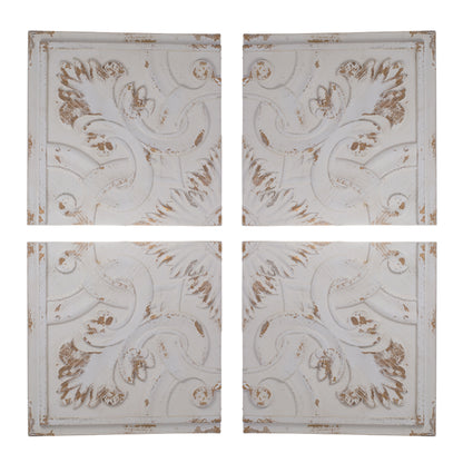 Distressed Wooden Square Wall Panels (Set of 4) - White