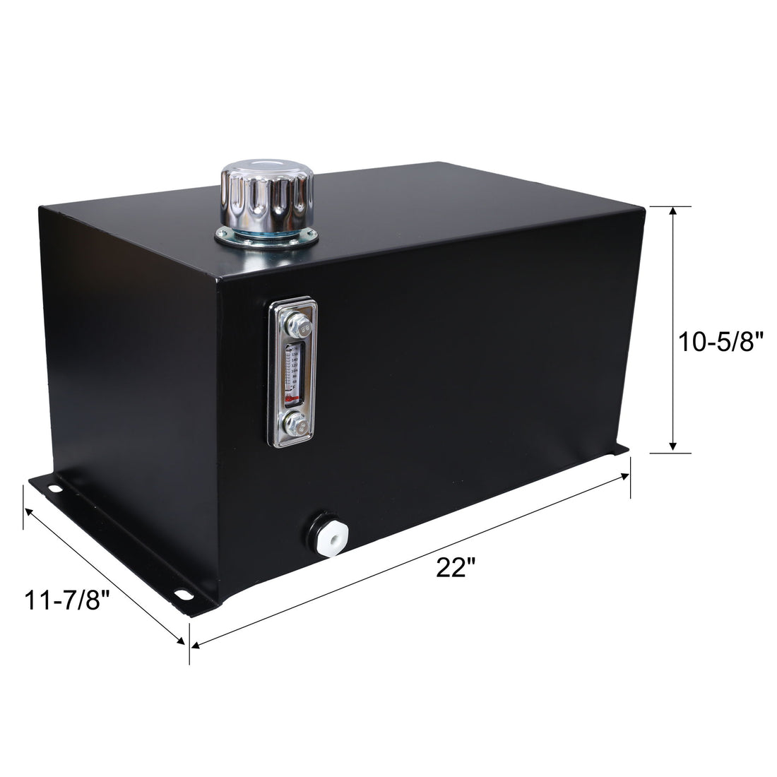 Heavy Duty Hydraulic Fluid Tank 10 Gal Steel Reservoir With Strainer, Gauge &amp; Breather Cap For Tractors &amp; Trucks - Black