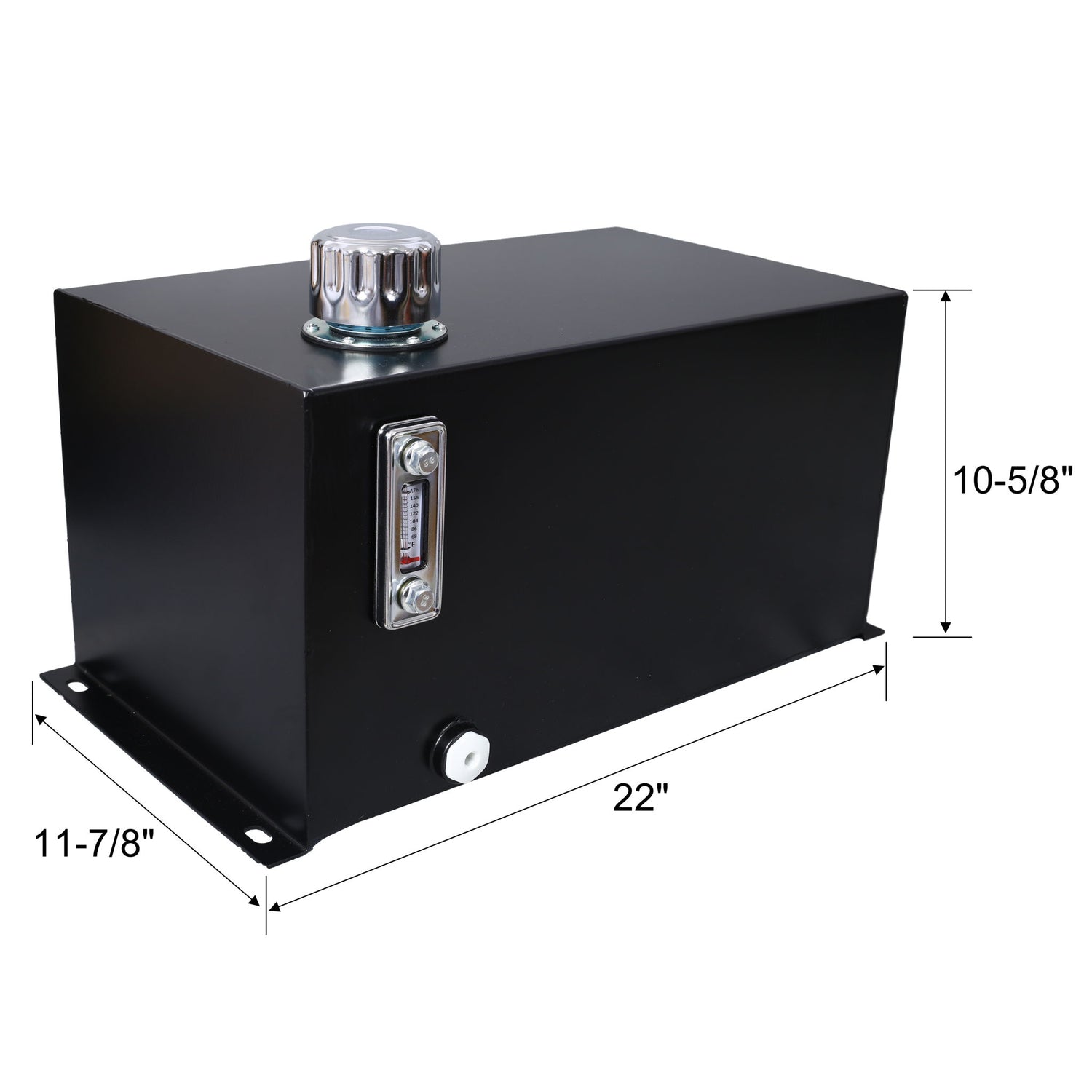 Heavy Duty Hydraulic Fluid Tank 10 Gal Steel Reservoir With Strainer, Gauge &amp; Breather Cap For Tractors &amp; Trucks - Black