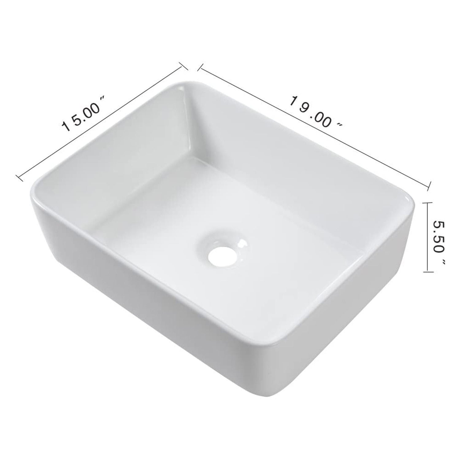 19&quot; 5&quot; Bathroom Sink Combo Rectangular Vessel Vanity Set With Faucet Drop In Ready Ceramic Basin - White / Black