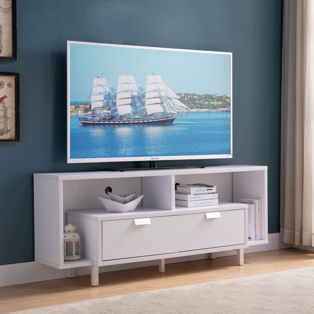 Modern TV Stand &amp; Two Shelves And Two Drawers