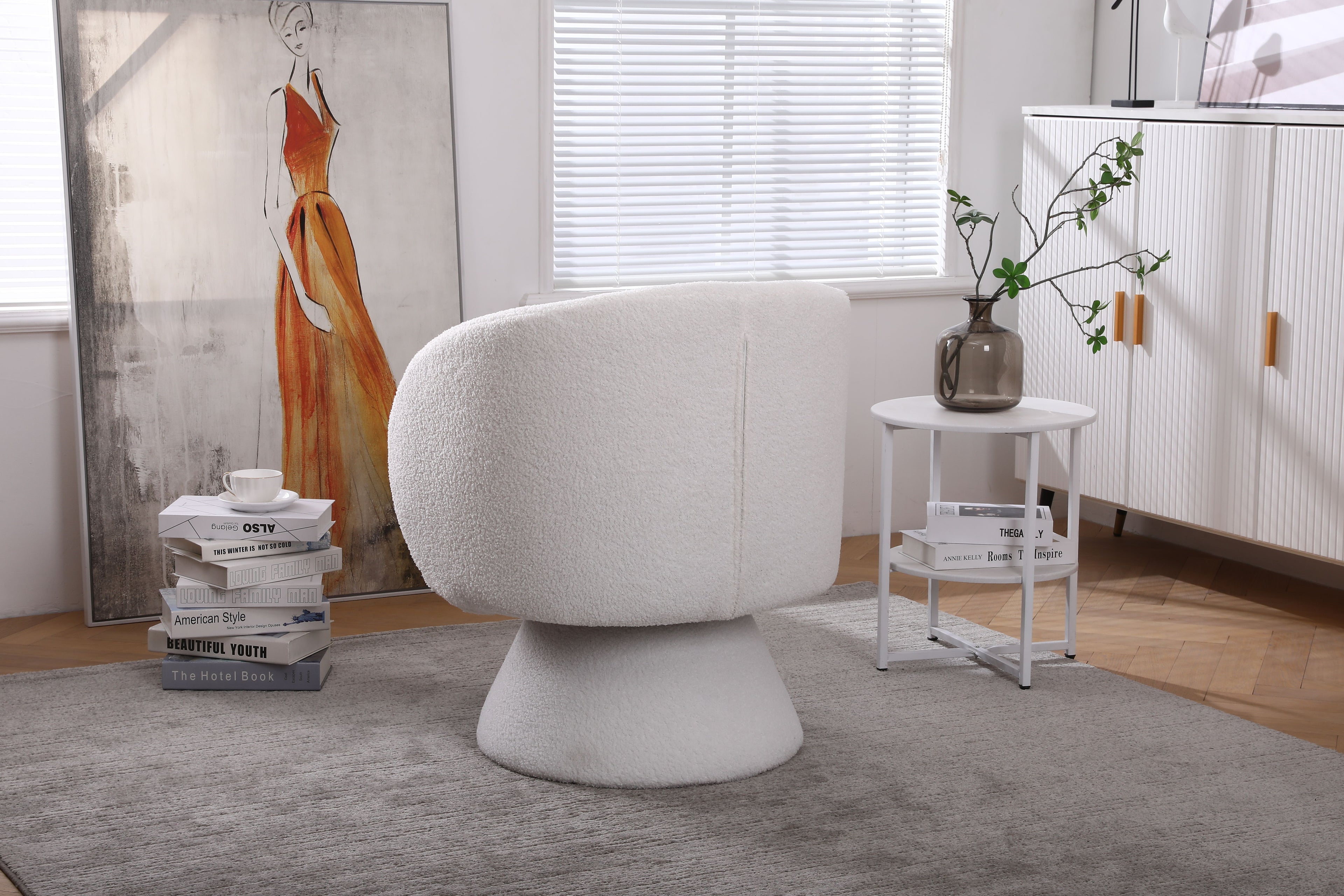 Swivel Accent Chair Armchair, Round Barrel Chair For Living Room Bedroom