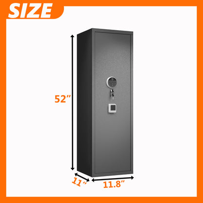 Rifle Safe, Biometric &amp; Keypad Lock, Adjustable Gun Racks With Built In Alarm System