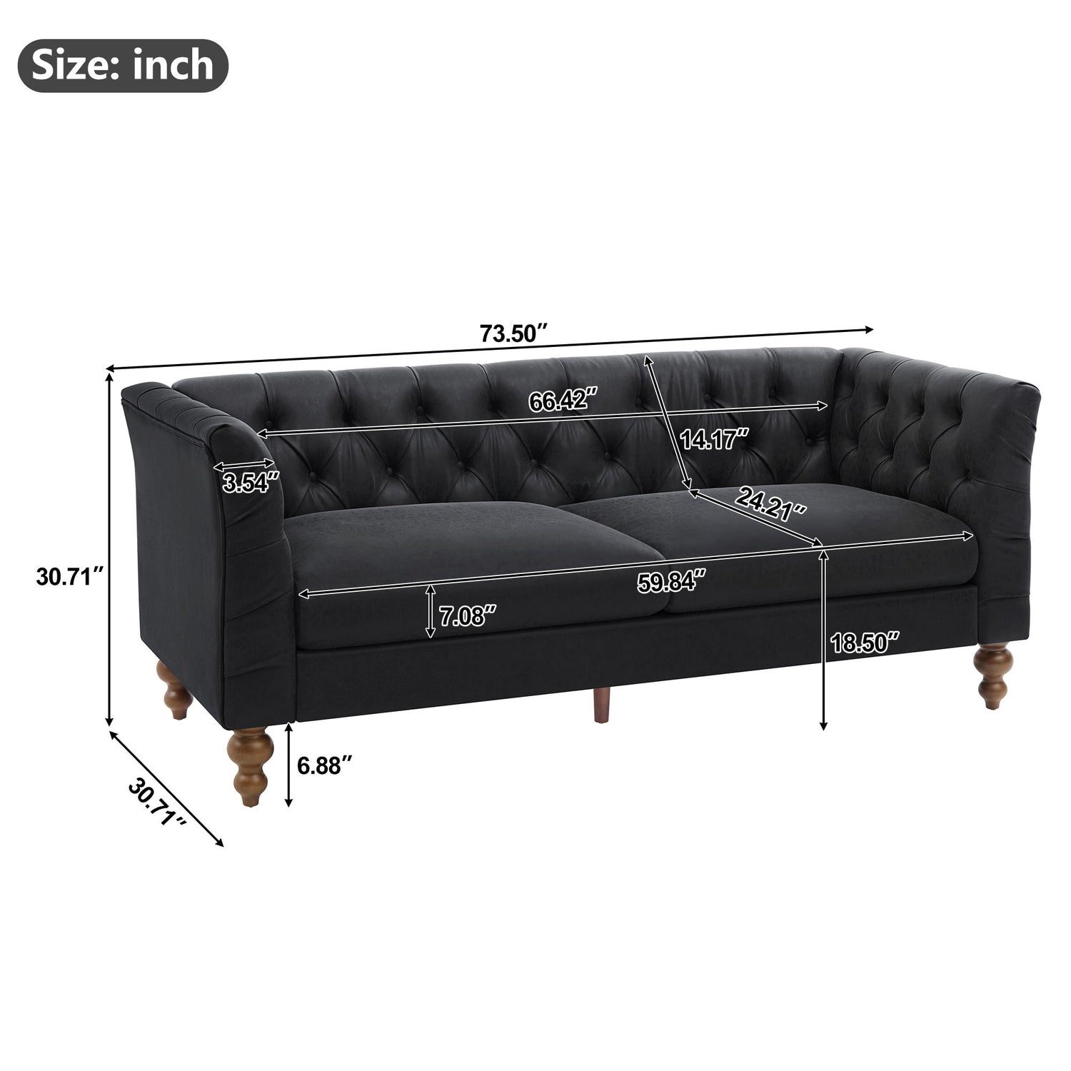 Chesterfield Sofa With Flared Arms For Living Room