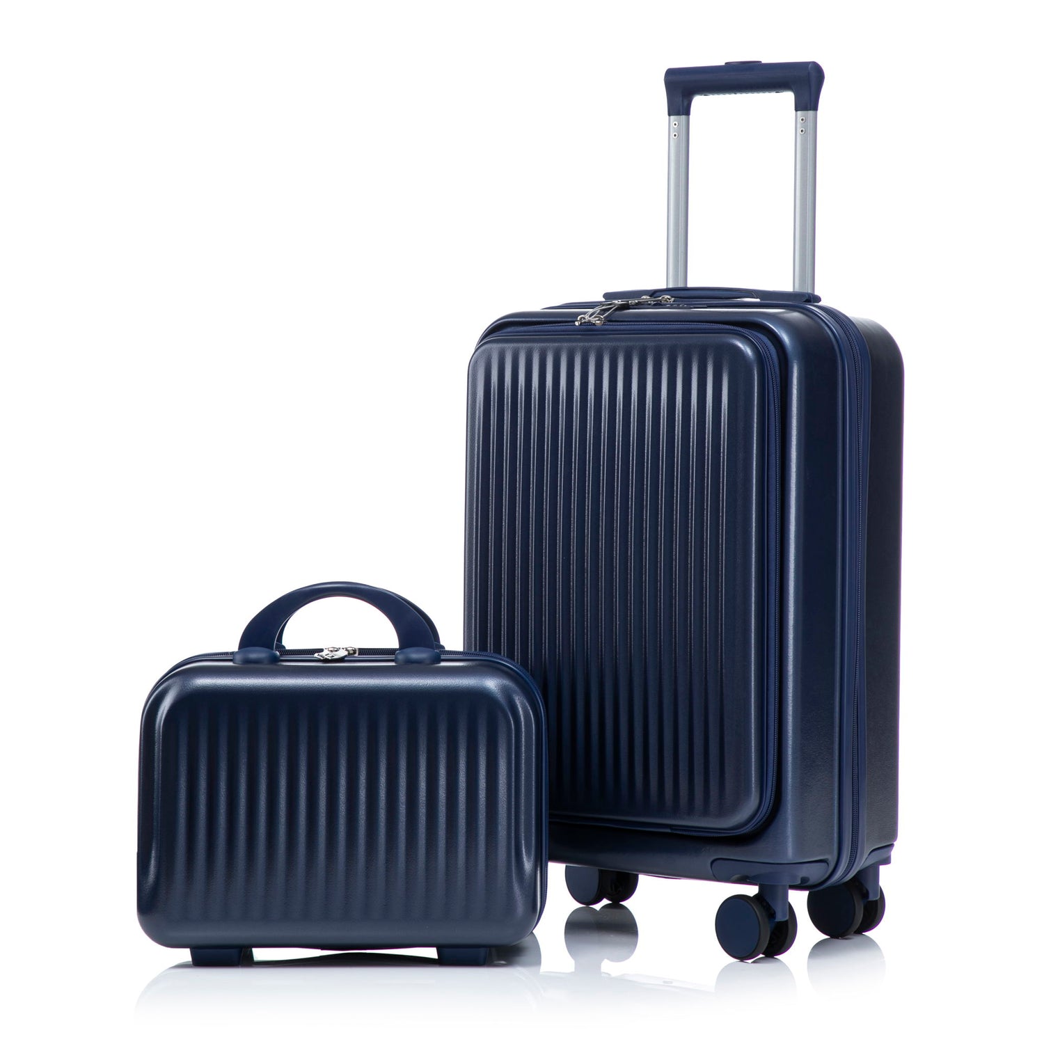 Luggage Set With Cosmetic Case, Combination Lock, Front Opening Design