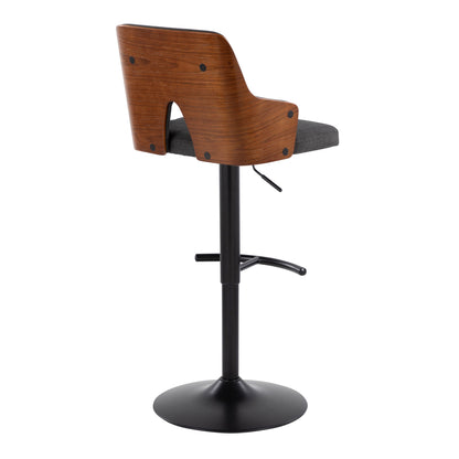 Stella - Contemporary Adjustable Barstool Stool &amp; Swivel With Rounded T Footrest (Set of 2)