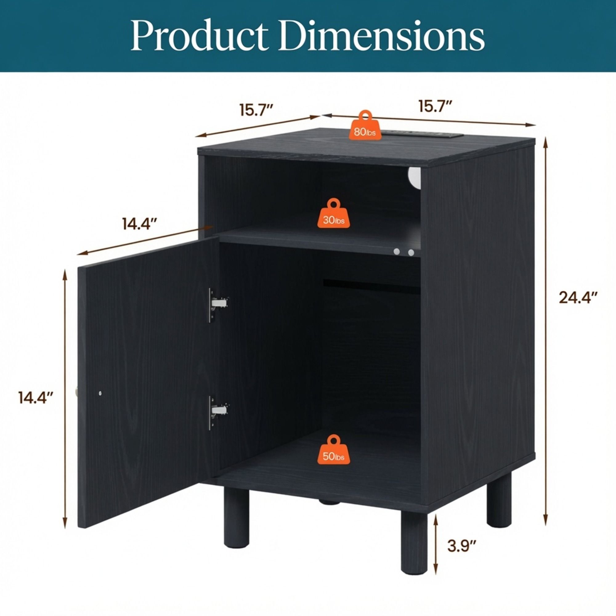Nightstand With Charging Station &amp; Storage