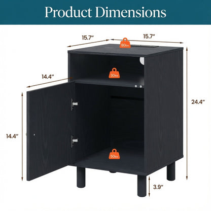 Nightstand With Charging Station &amp; Storage