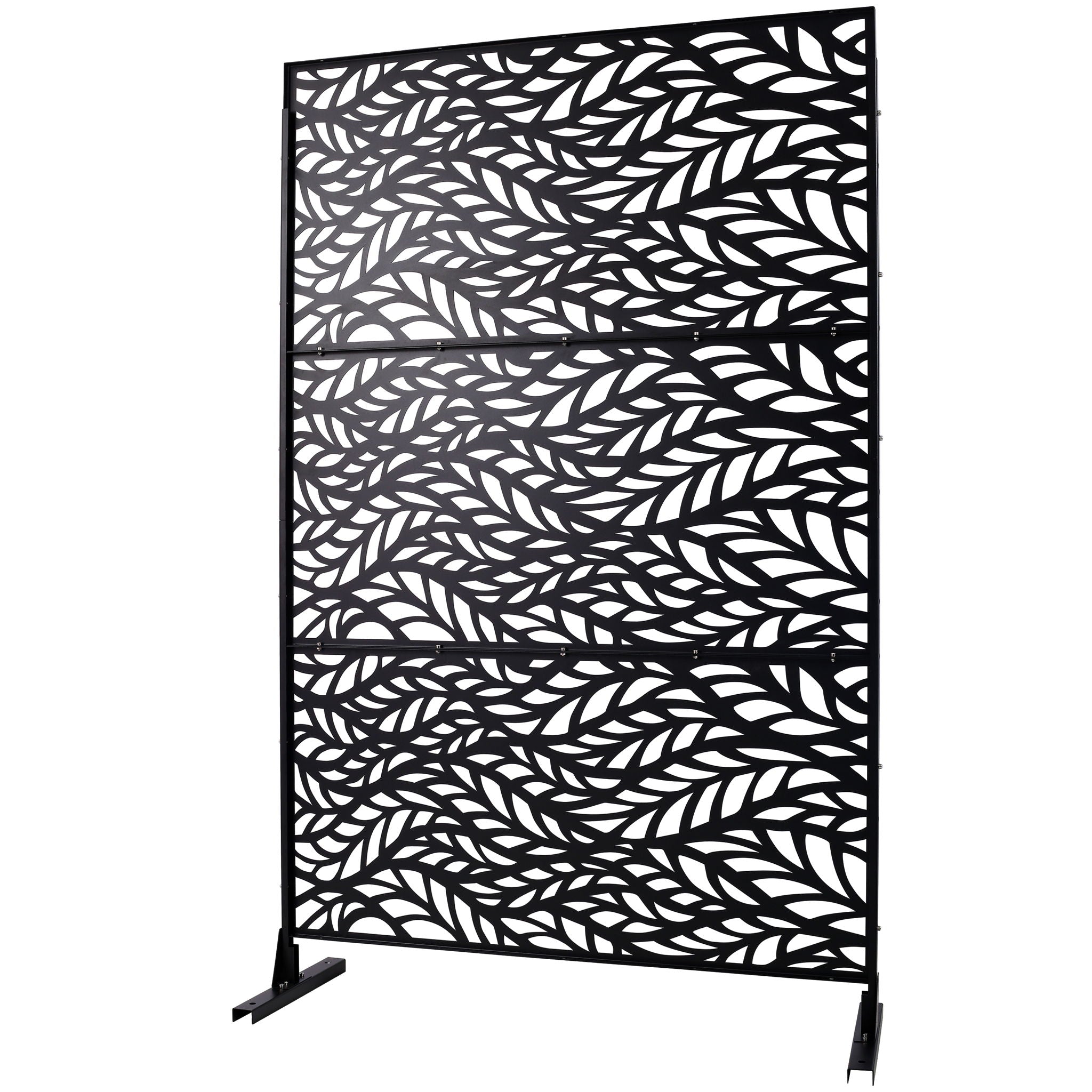 Outdoor &amp; Indoor Privacy Screen Metal Privacy Screen, Freestanding Decorative Privacy Screen For Deck Balcony Patio - Black