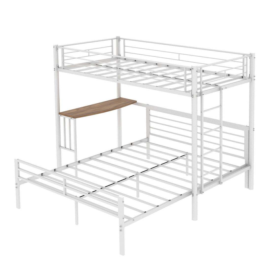 Bunk Bed With Built In Desk &amp; Guardrail Frame