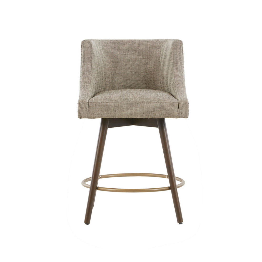 Swivel Counter Stool With Antique Bronze Detailing - Beige Multi