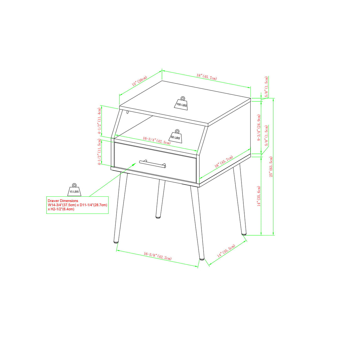 Contemporary Angled Nightstand - Slate Gray