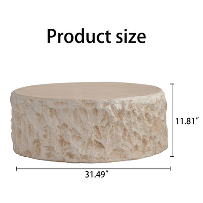 Round Coffee Table &amp; Smooth Texture For Living Room - Light Beige