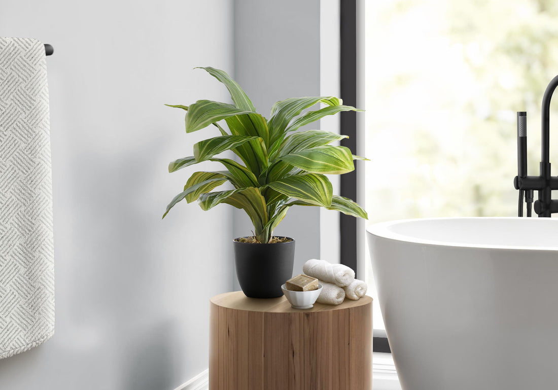 17&quot; Tall, Artificial Plant, Dracaena, Indoor, Faux, Fake, Table, Greenery, Potted, Real Touch, Decorative - Green / Black