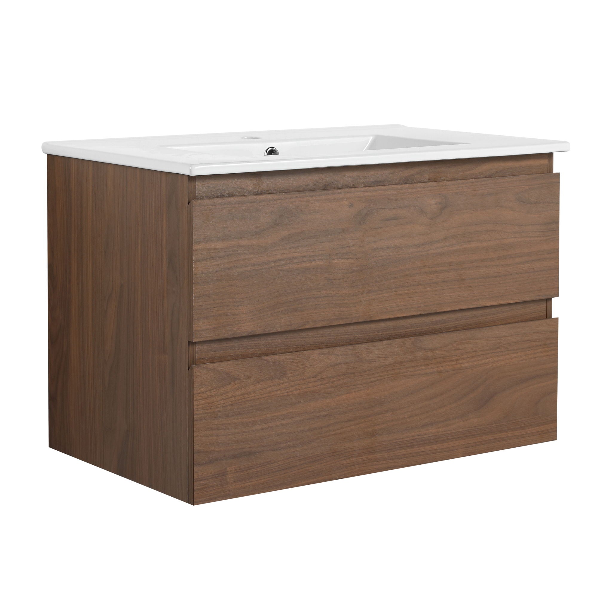Wall Mounted Bathroom Vanity &amp; Sink, 2 Soft Close Drawers