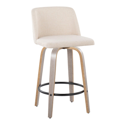Toriano - Contemporary Fixed Height Counter Stool With Swivel &amp; Round Footrest (Set of 2)