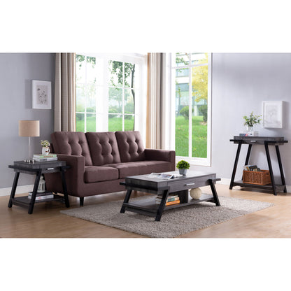 Modern Hallway Display Table With Drawer &amp; Bottom Shelve - Distressed Gray / Black