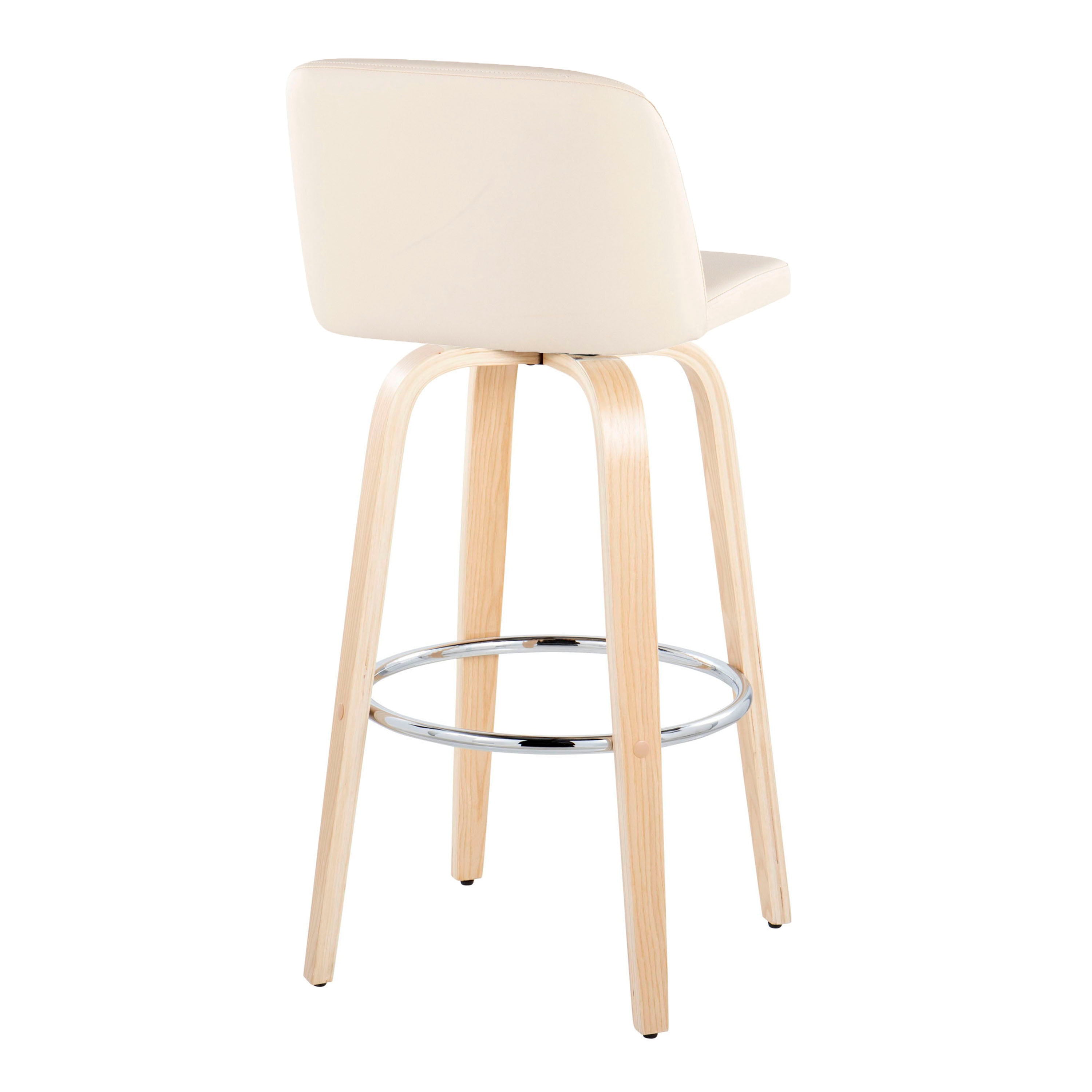 Toriano - Contemporary Fixed Height Barstool &amp; Swivel With Round Footrest (Set of 2)