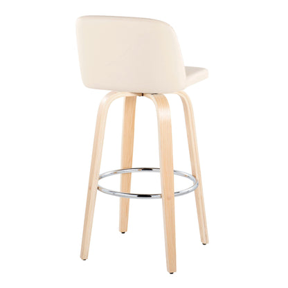 Toriano - Contemporary Fixed Height Barstool &amp; Swivel With Round Footrest (Set of 2)