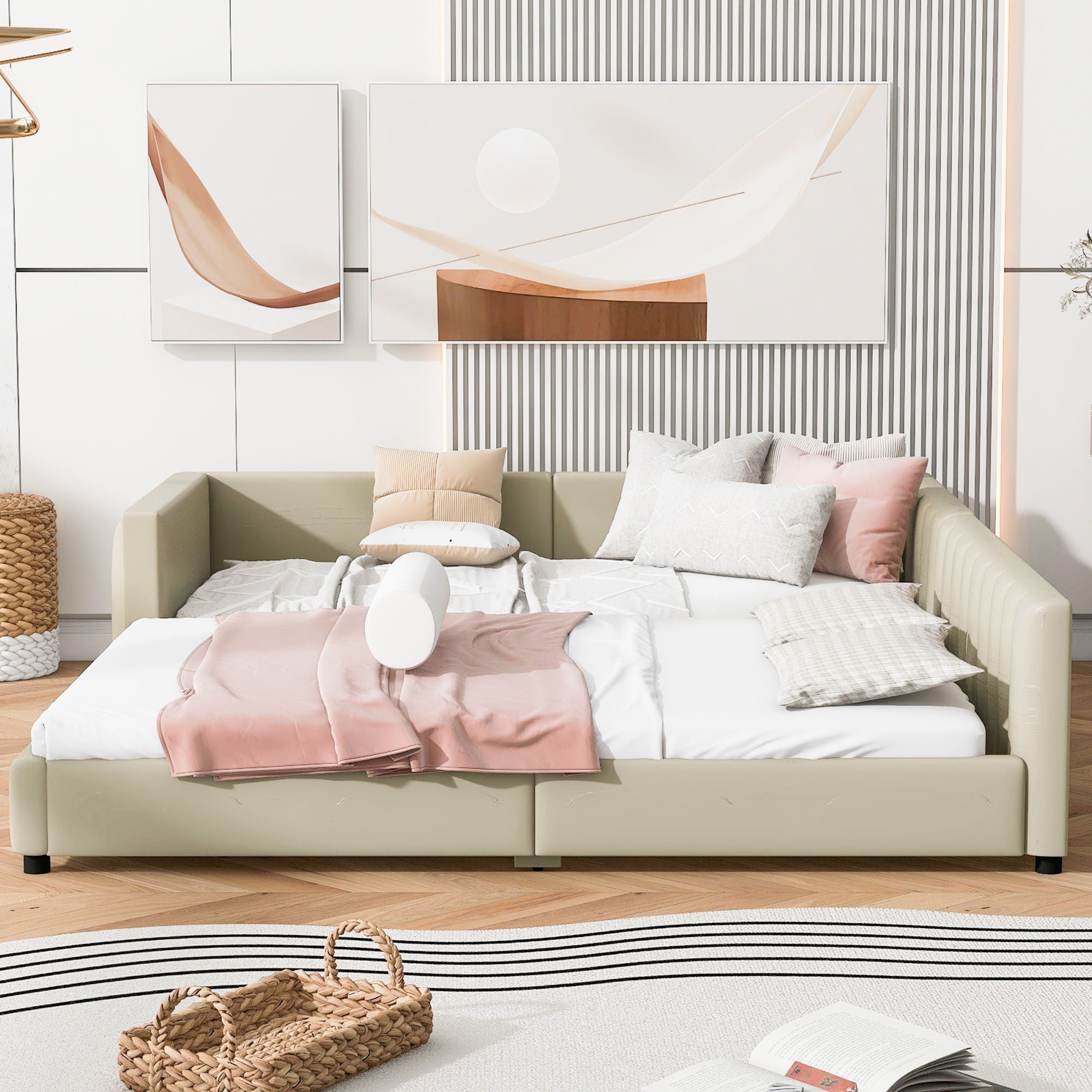 Upholstered Platform Bed, Mother &amp; Child Bed
