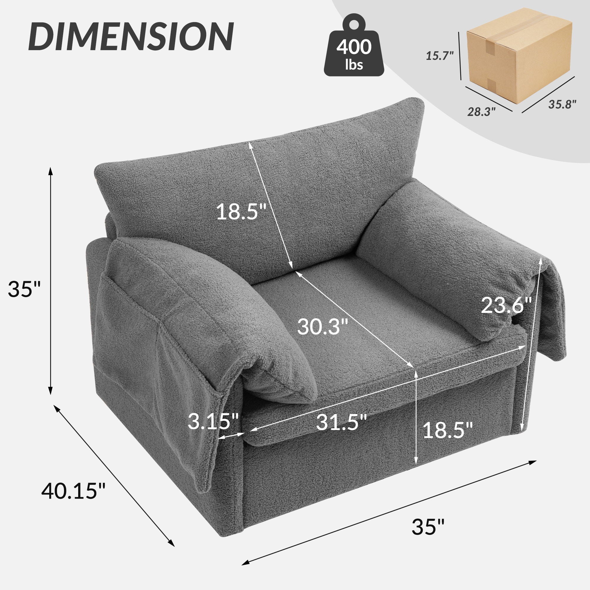 Oversized Swivel Armchair Modern Chair &amp; Single Sofa Lounge, Comfortable Seating For Living Room