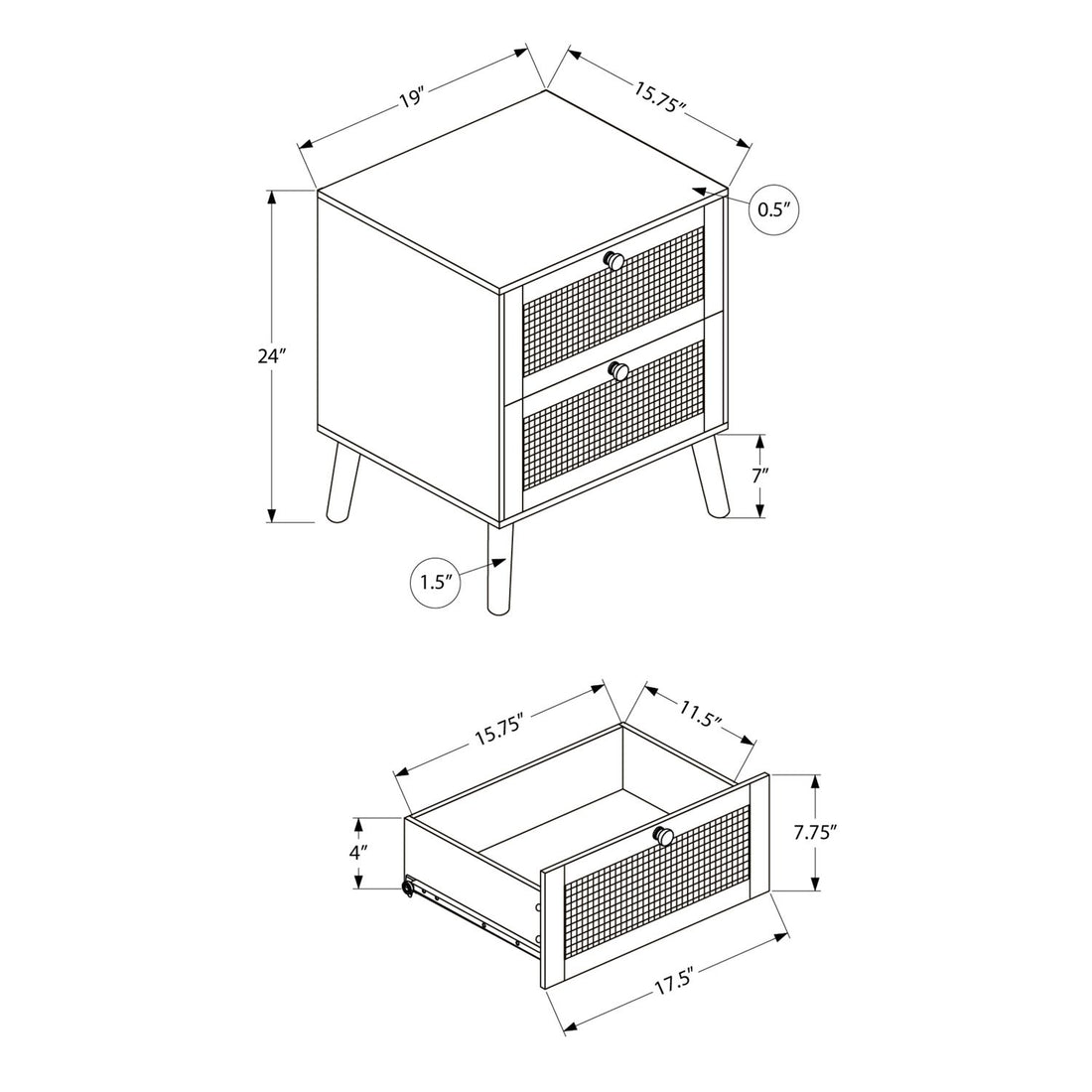 Accent Table &amp; Storage Drawers - White