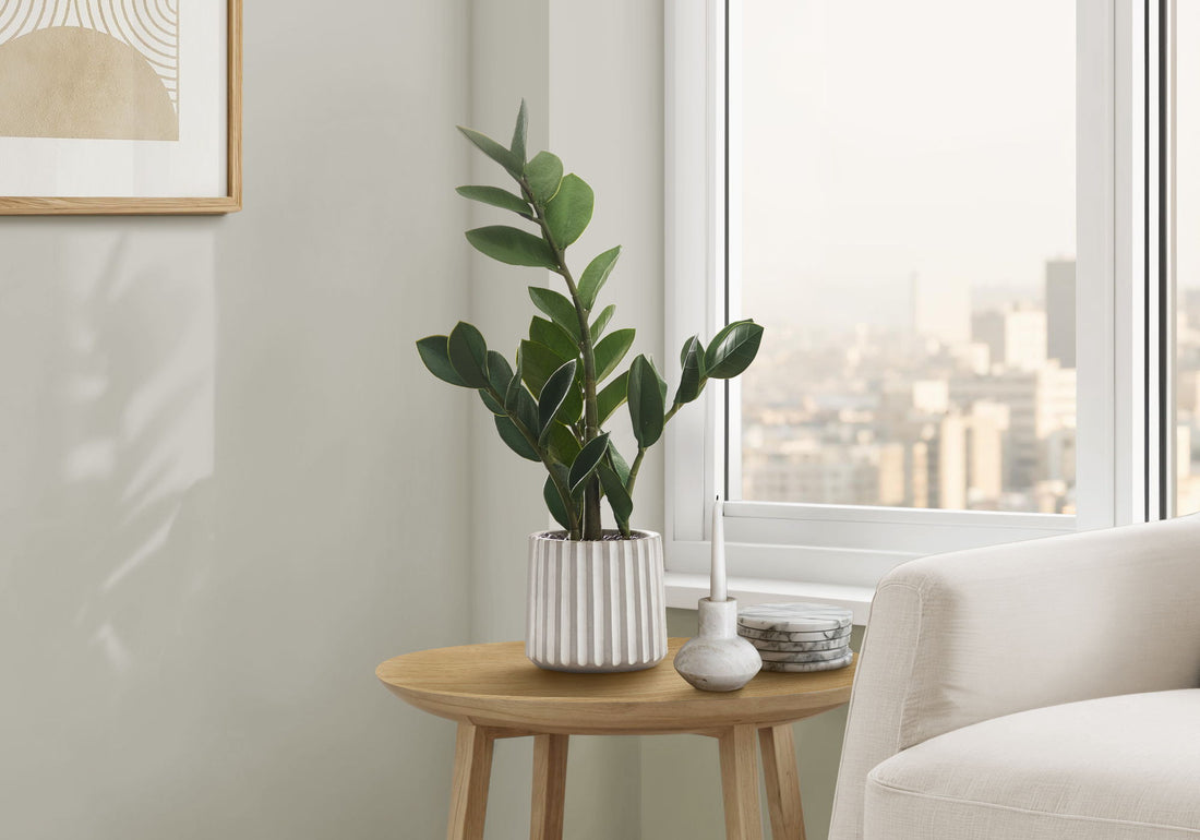 20&quot; Tall, Artificial Plant, Zz, Indoor, Faux, Fake, Table, Greenery, Potted, Real Touch, Decorative - Green / Gray