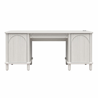 Selena - Double Pedestal Desk - Rustic White