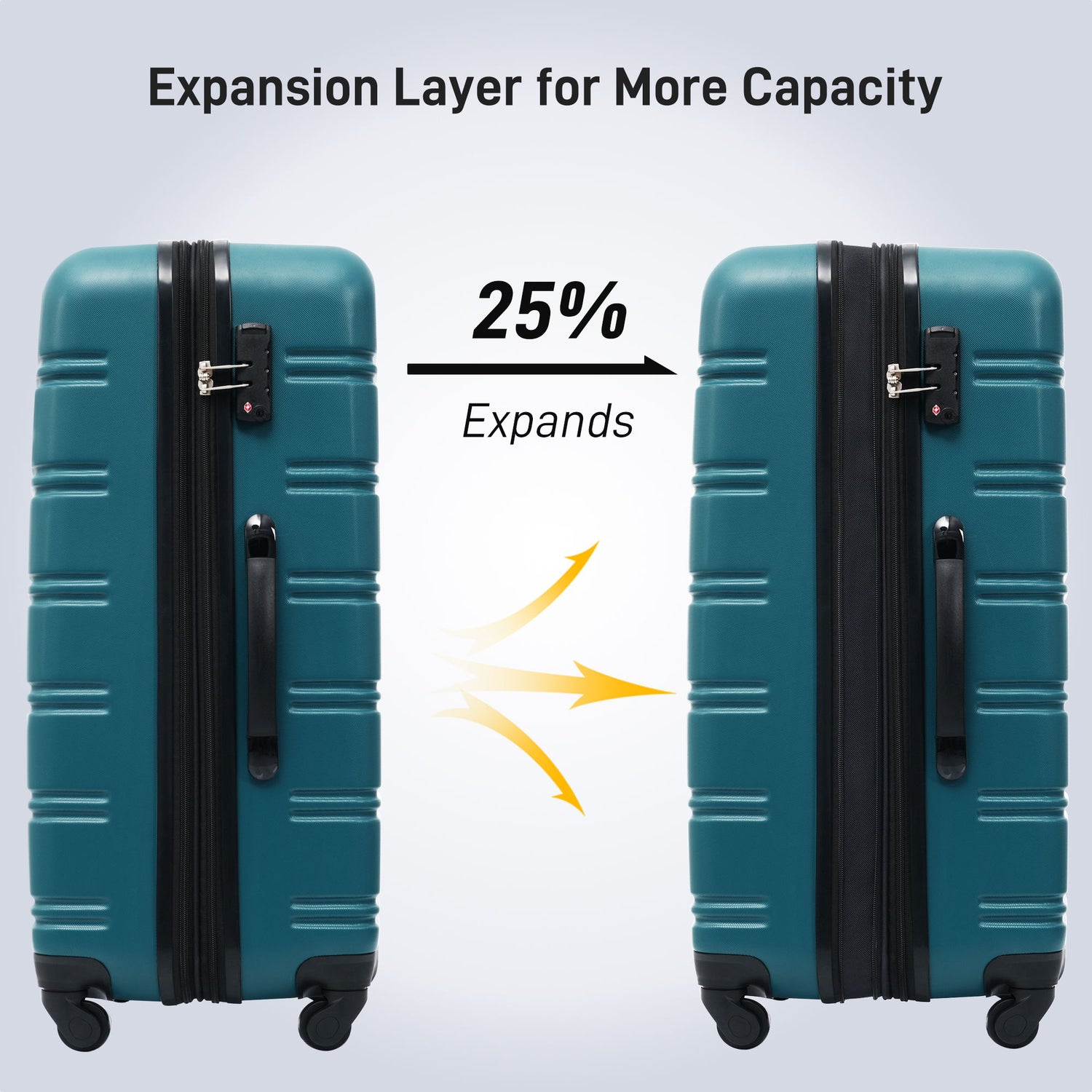 Hardshell Luggage Sets 3 Pieces Spinner Suitcase With Tsa Lock Lightweight 20&quot; 24&quot; 28&quot; - Antique Blue Green