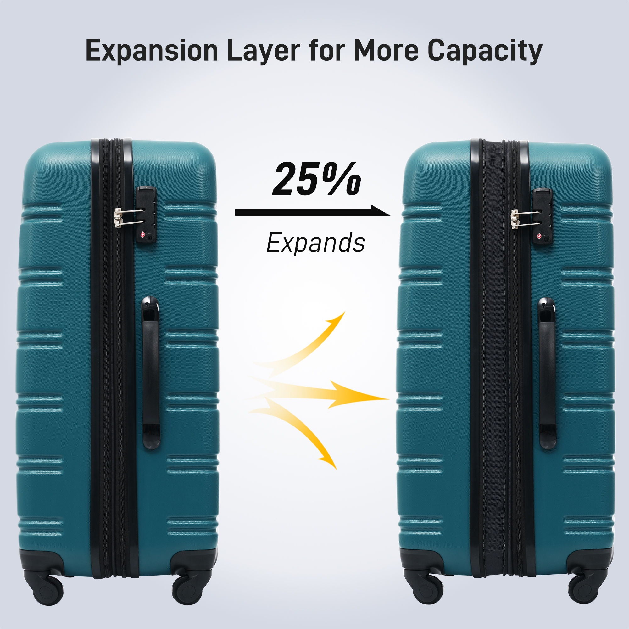 Hardshell Luggage Sets 3 Pieces Spinner Suitcase With Tsa Lock Lightweight 20&quot; 24&quot; 28&quot; - Antique Blue Green
