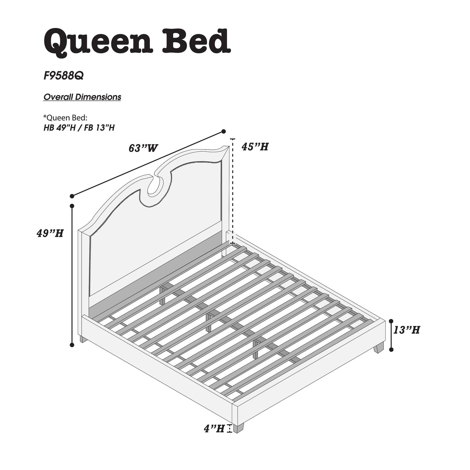 California King Size Bed With Nailhead Trim And Cut Out - Black