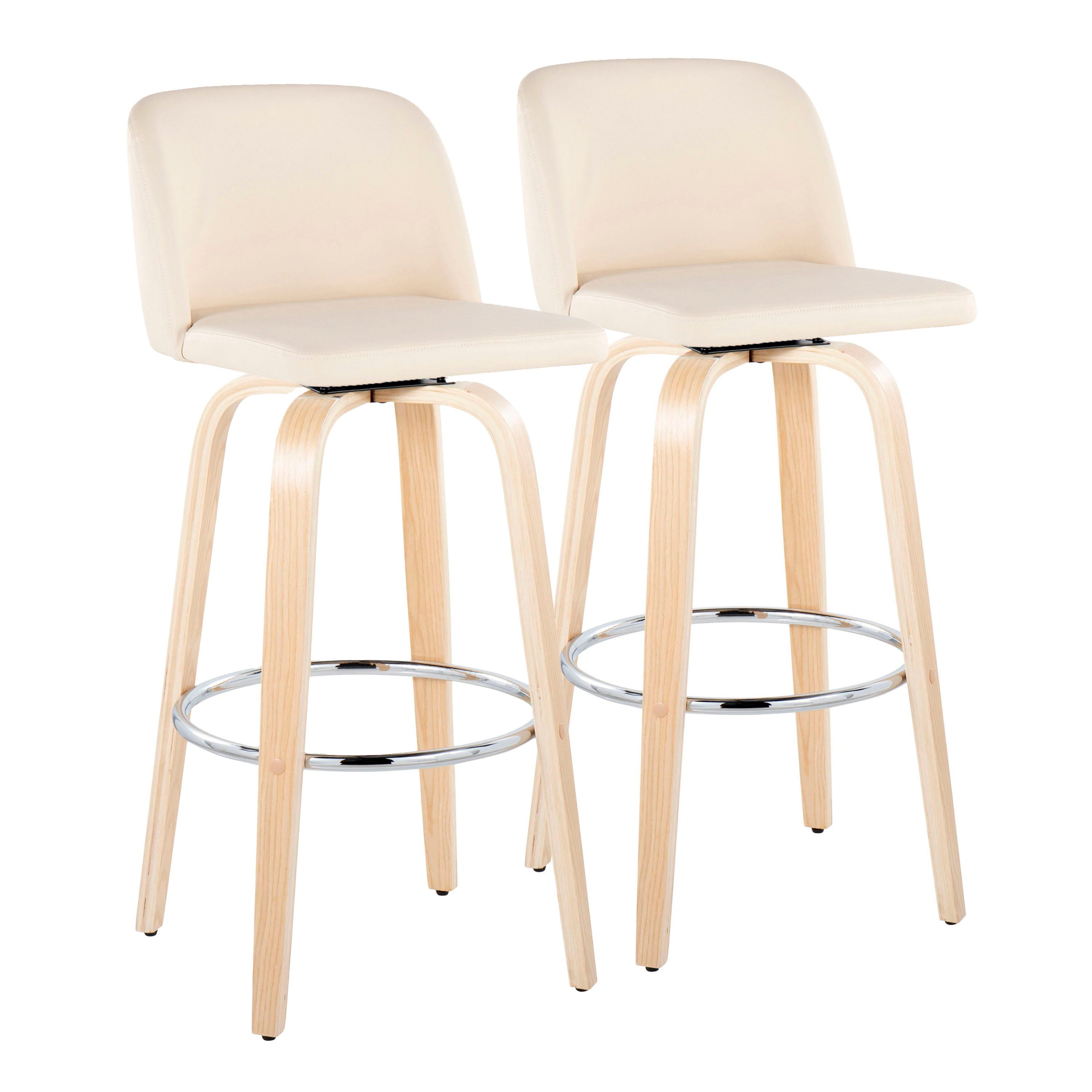 Toriano - Contemporary Fixed Height Barstool &amp; Swivel With Round Footrest (Set of 2)