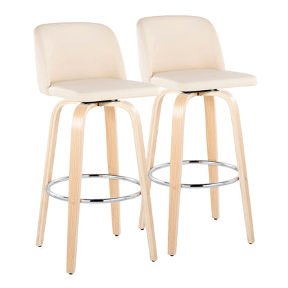Toriano - Contemporary Fixed Height Barstool &amp; Swivel With Round Footrest (Set of 2)