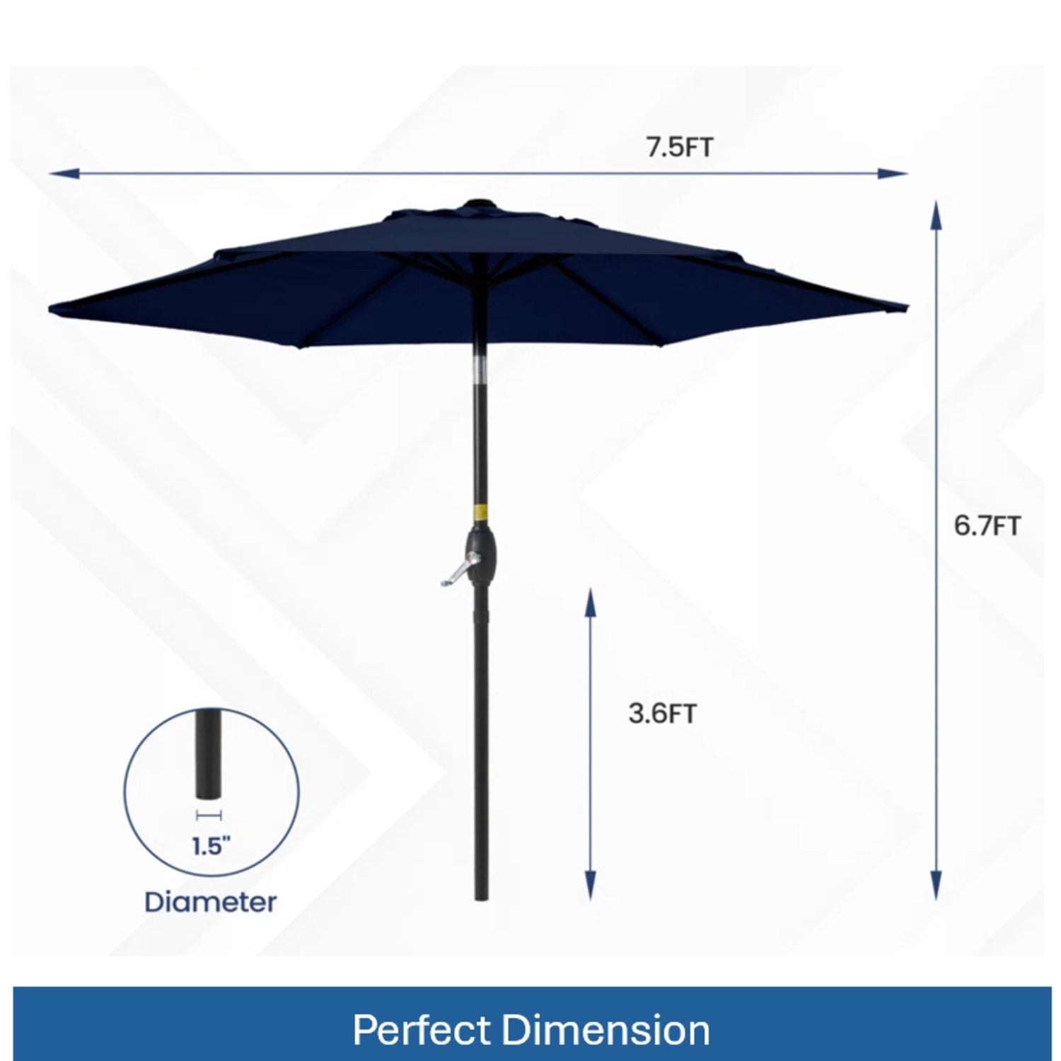 Umbrella With Crank Lift &amp; Tilt, UV-Resistant Canopy For Patio