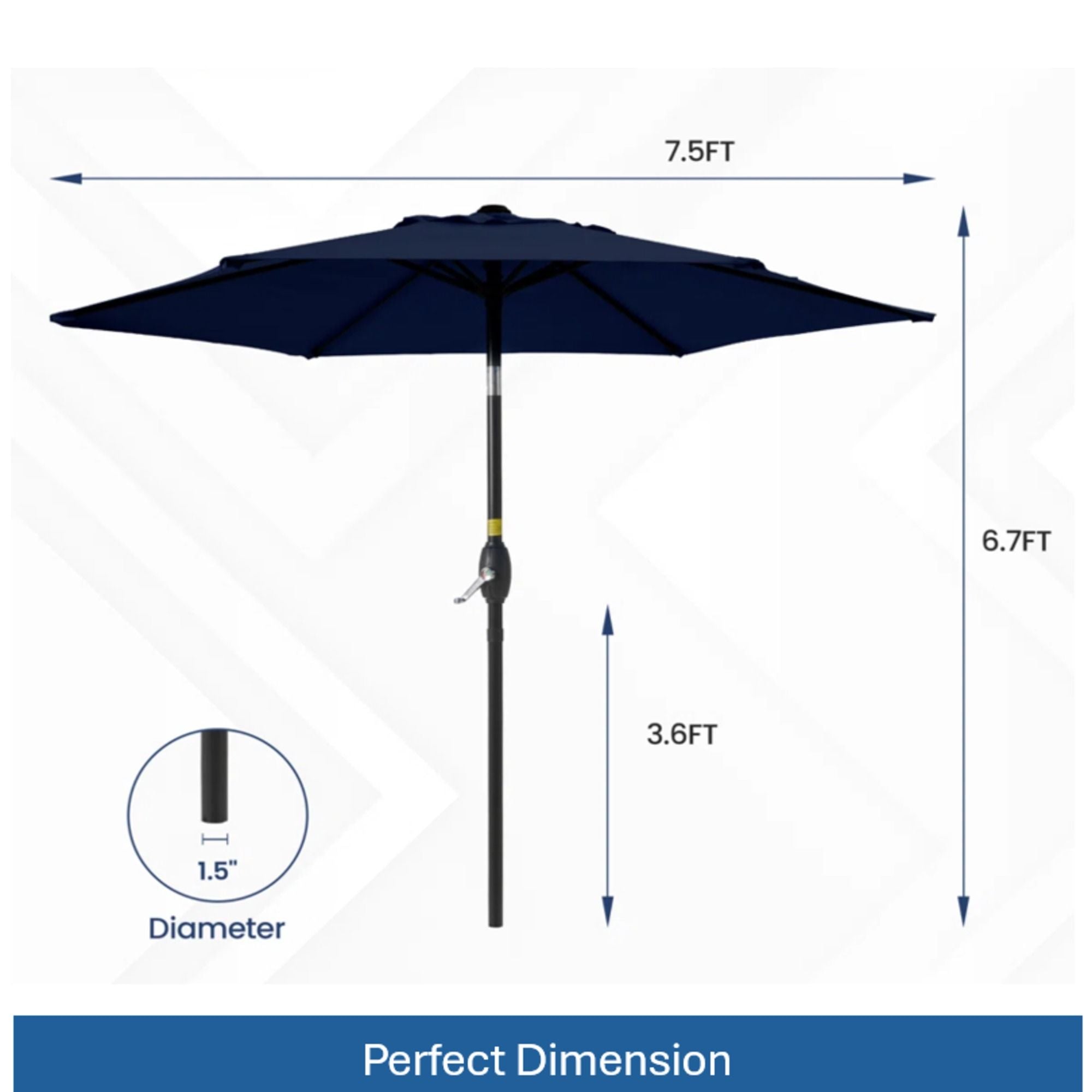 Umbrella With Crank Lift &amp; Tilt, UV-Resistant Canopy For Patio