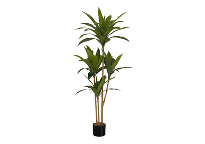 51&quot; Tall, Artificial Plant, Dracaena Tree, Indoor, Faux, Fake, Floor, Greenery, Potted, Real Touch, Decorative - Green / Black