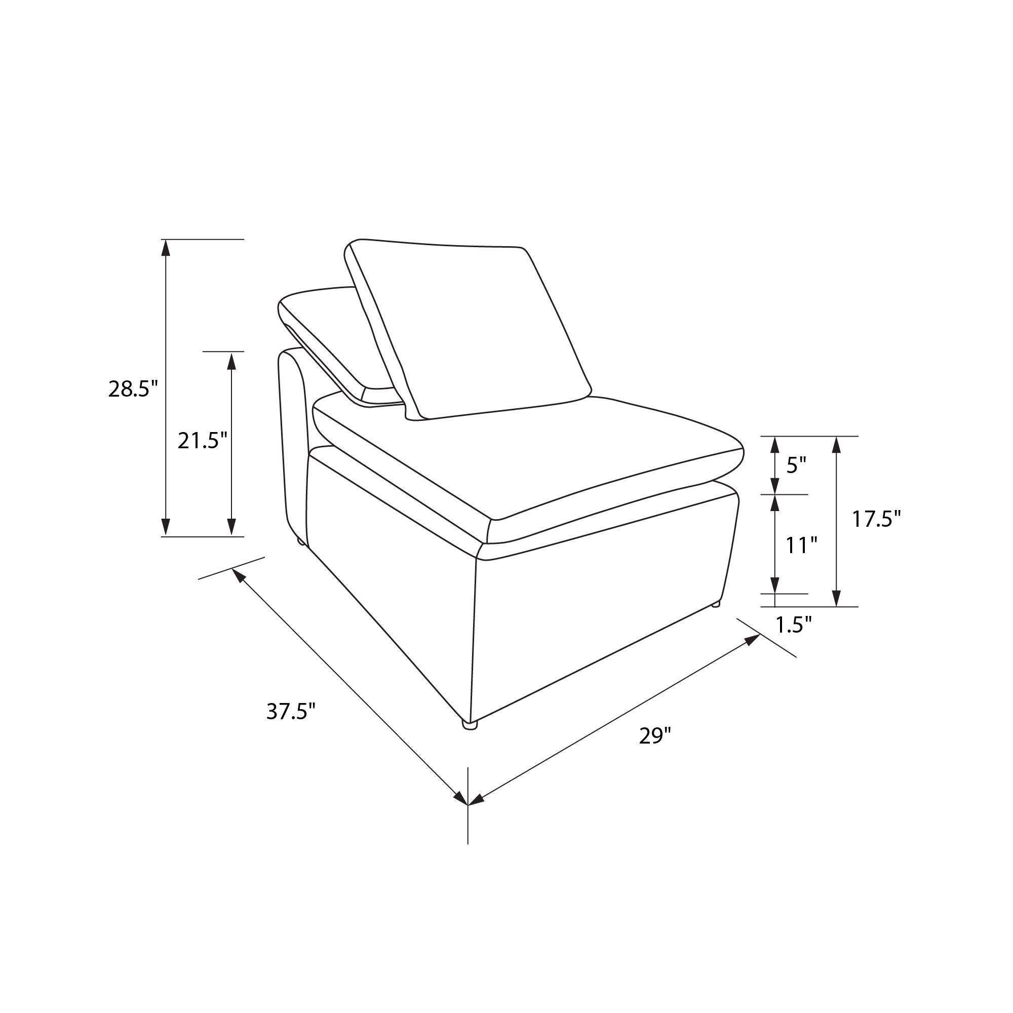 York - Modular Armless Chair With Overstuffed Cushion And Adjustable Pillows - Taupe