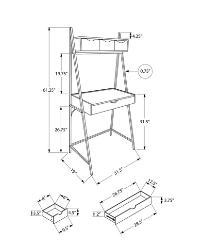 Computer Desk For Home Office, Laptop, Leaning, Storage Drawers, Contemporary &amp; Modern