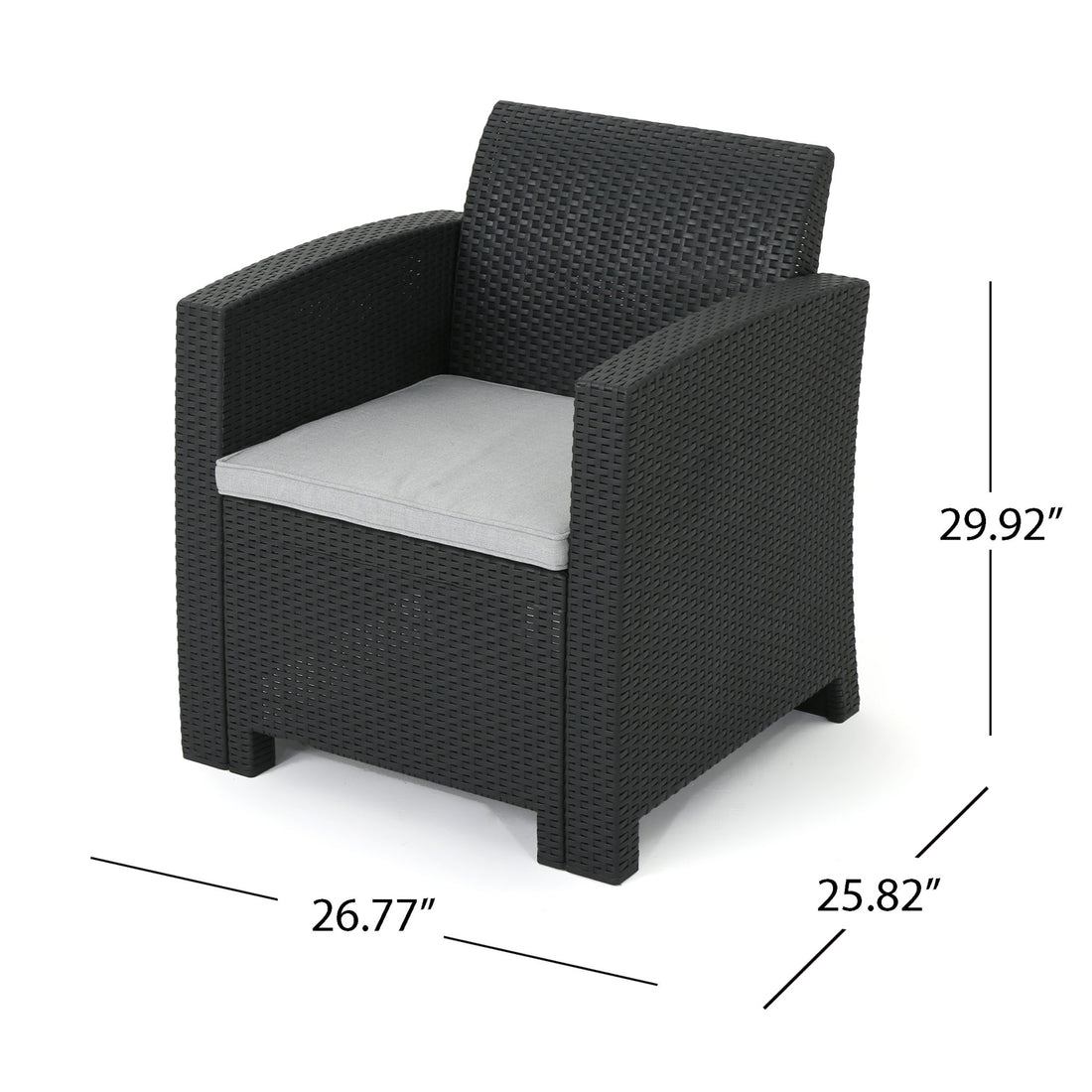 Velvora - Outdoor Wicker Set With 3 Seater Sofa, 2 Club Chairs, Coffee Table And Cushions - Brown