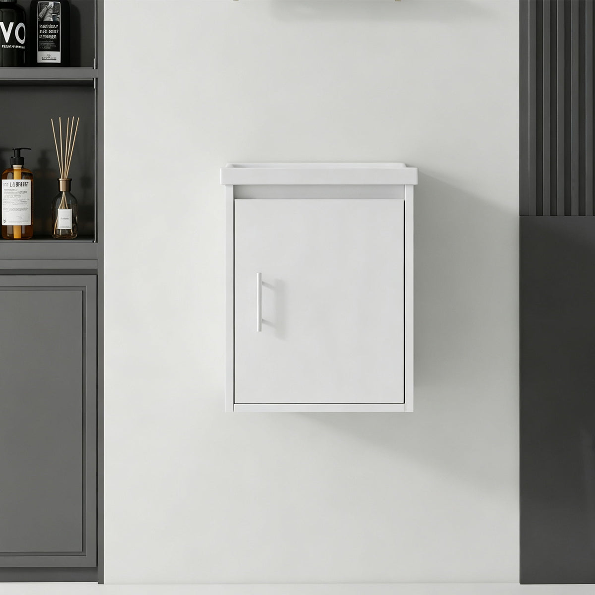 Floating Bathroom Vanity Combo, Wall Mounted Cabinet With Sink &amp; Soft Close Doors For Small Bathrooms