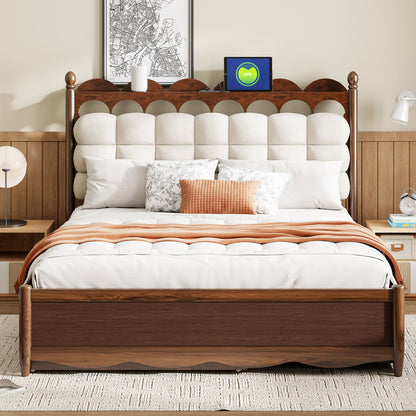 Storage Platform Bed, With 2 Big Drawers, Trundle, One Set Of Sockets &amp; USB Ports