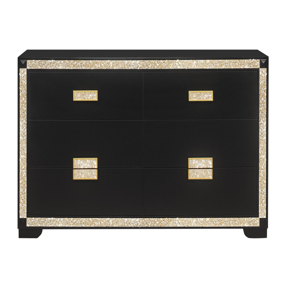 Lively - Dresser With Glitter Detail And Thick Bar Handle Hardware - Black