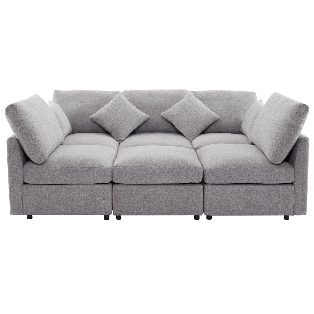 Sectional Sofa Modular U-Shaped With Ottoman &amp; USB Ports