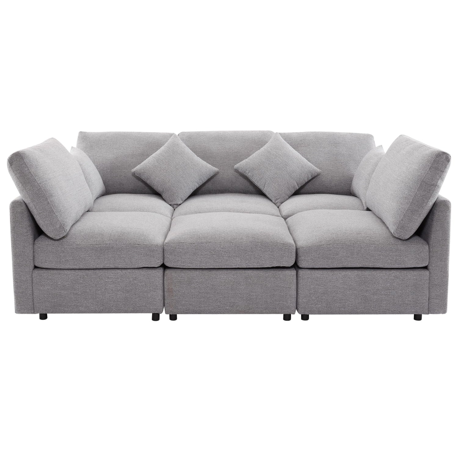 Sectional Sofa Modular U-Shaped With Ottoman &amp; USB Ports