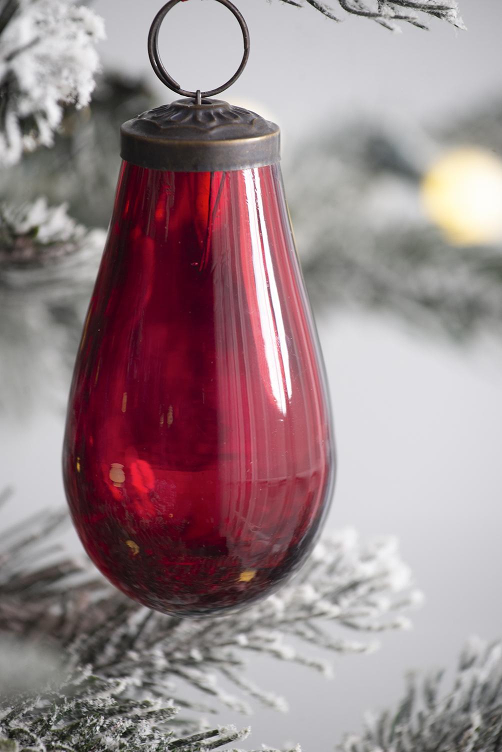 Luster Tear Drop Ornament, Glass Decorative Hanging Christmas Tree Ornaments For Holiday Party Decorations (Set of 12)